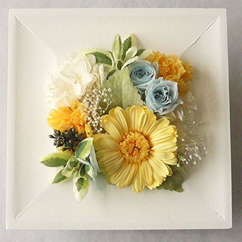 『おひさま色のガーベラアレンジ』フレームアレンジ　プリザーブドフラワー　ケース付 おひさま色のガーベラアレンジ』フレームアレンジ プリザーブド